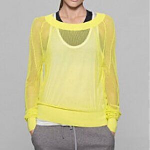 Theory 38 Neon Yellow Mesh long sleeve shirt NEW size M